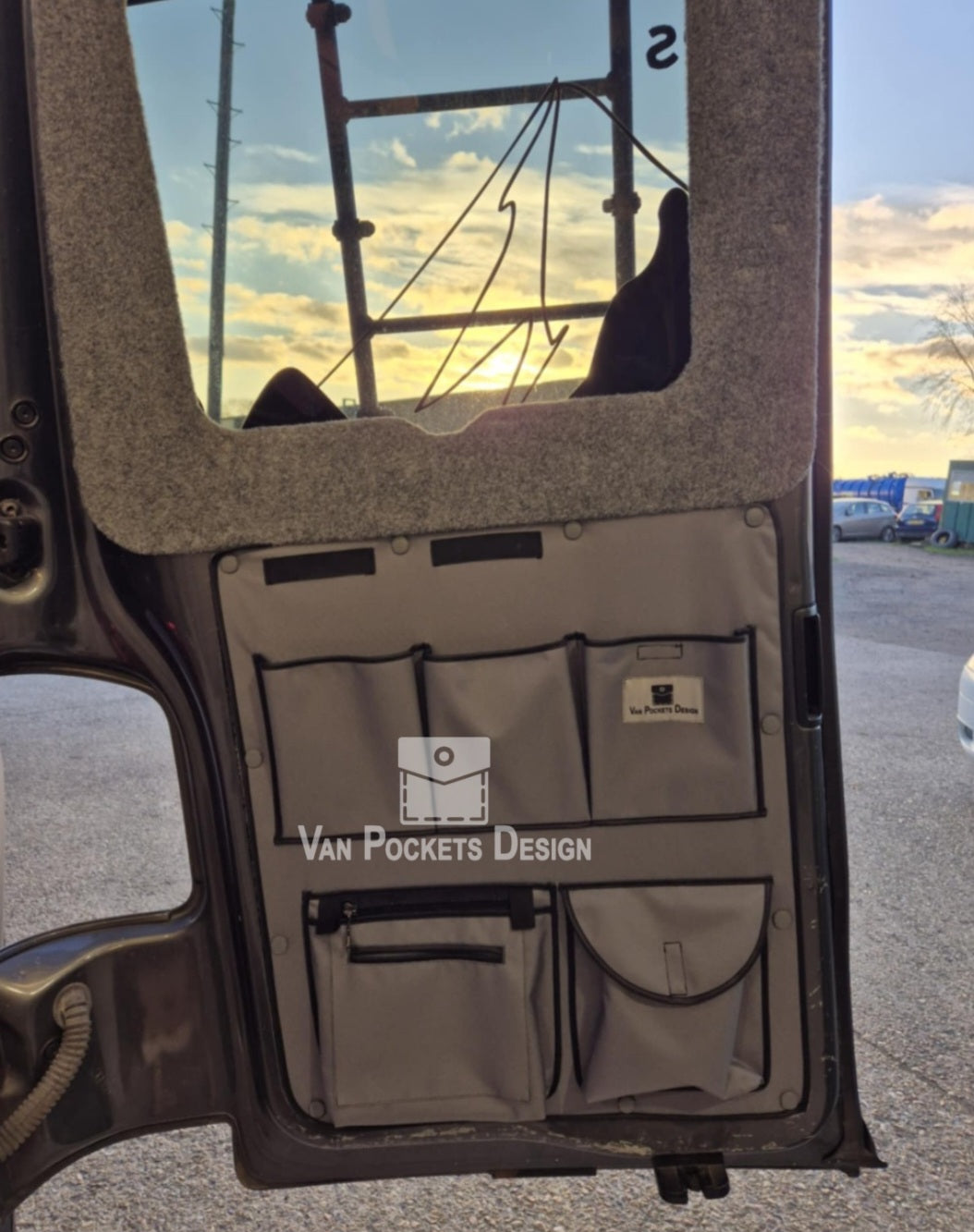 VW T5 and T6 Barn door storage organiser both sides in grey colour