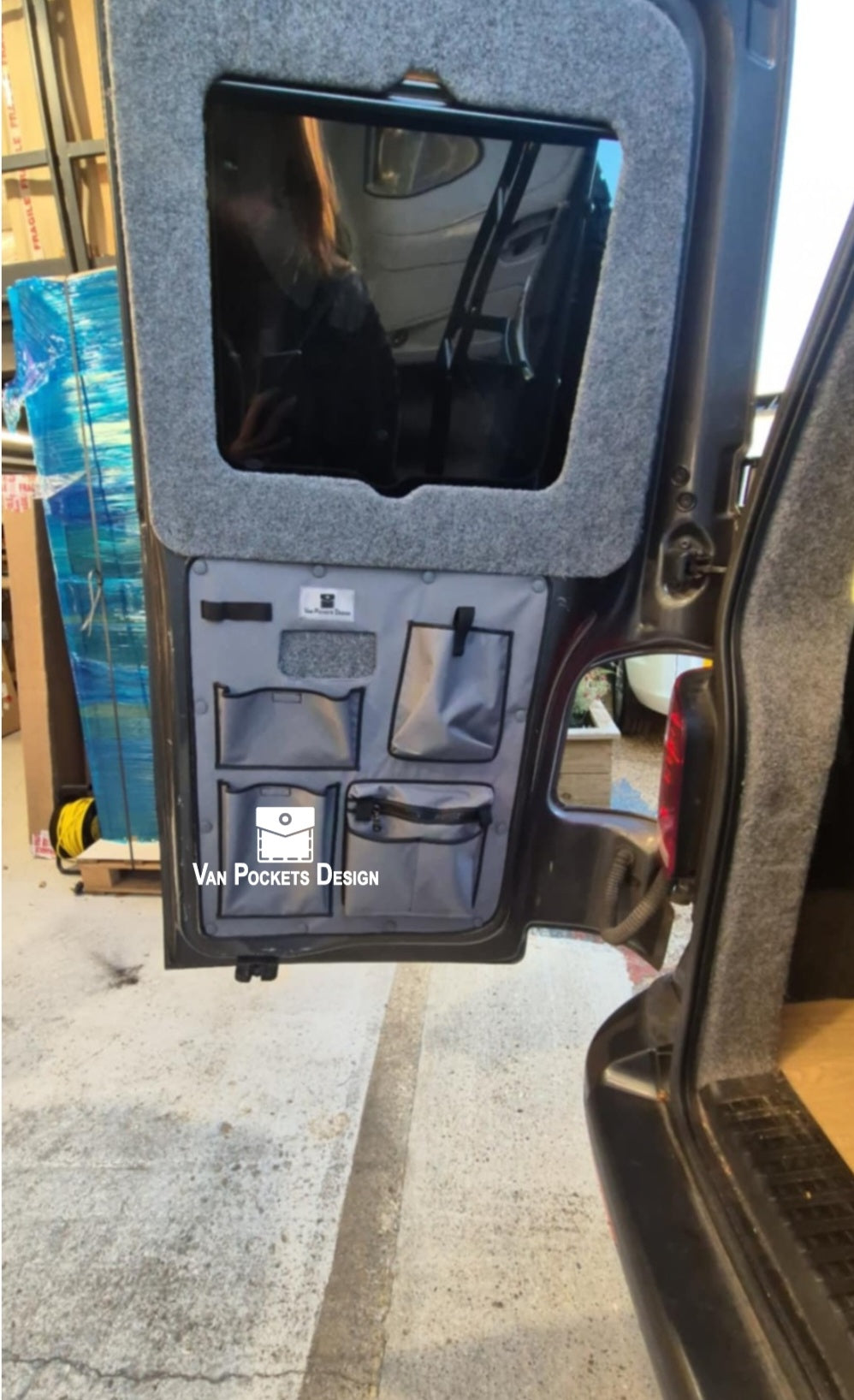 VW T5 and T6 Barn door storage organiser both sides in grey colour