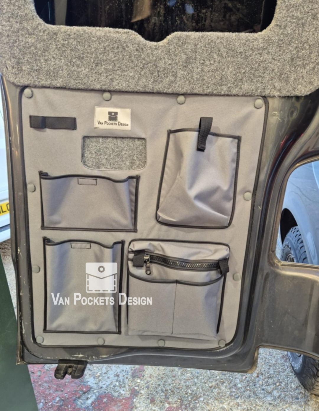 VW T5 and T6 Barn door storage organiser both sides in grey colour