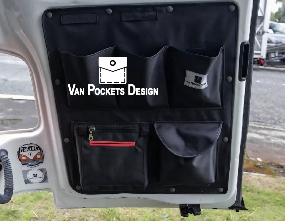 VW T5 and T6 barn door organiser set doors with electric release button